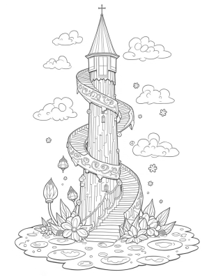 Candy Crystal Castle Tower with Giant Flowers