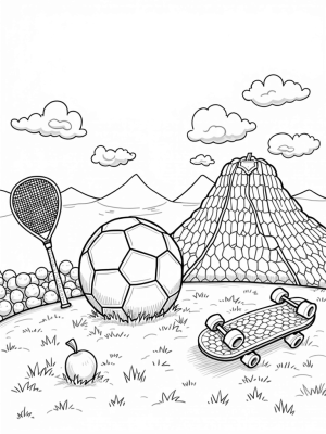 Colorful Soccer Ball and Sports Equipment Extravaganza