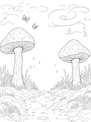 Enormous Mushrooms in a Tranquil Forest Glade