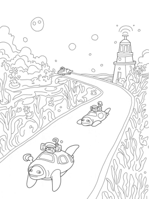 Underwater Highway with Submarines and Turtles
