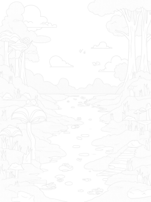 Twisted Landscape with Crystalline Lake and Musical Lily Pads