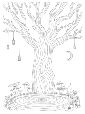 Ancient Tree and Magical Mushrooms