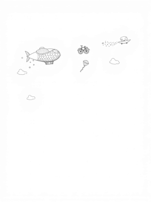 Floating Vehicles in a Whimsical Sky