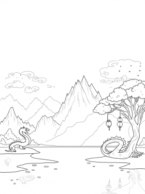 Majestic Dragon Peaks and Serene Lake