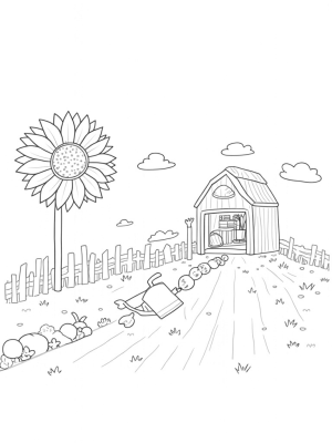 Giant Sunflower Windmill and Colorful Vegetables