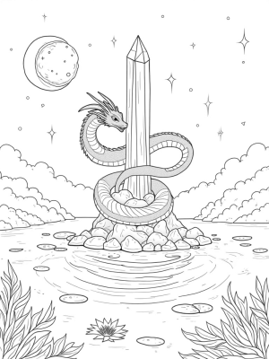 Majestic Dragon Coiling Around a Crystal Spire