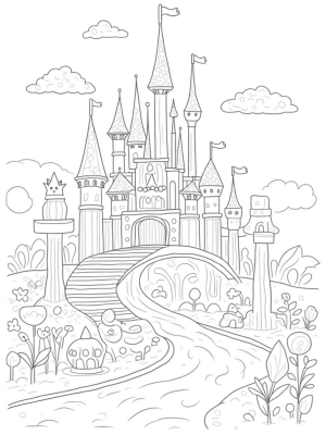 Candy Castle with Lollipop Turrets and Chocolate River