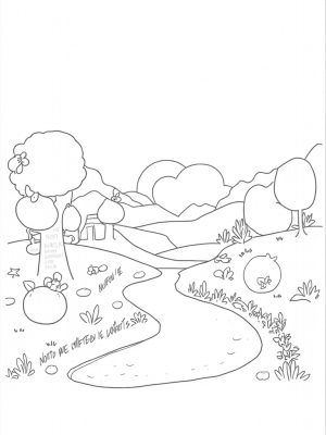 Tranquil Garden with Biblical Fruit Trees and Ancient Scroll