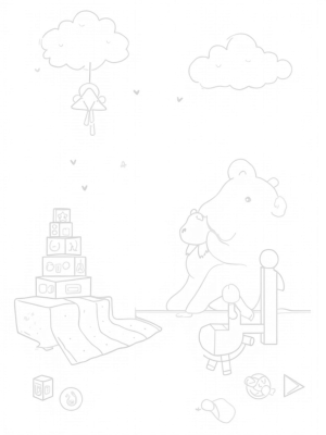 Oversized Plush Bear and Colorful Building Blocks in a Nursery