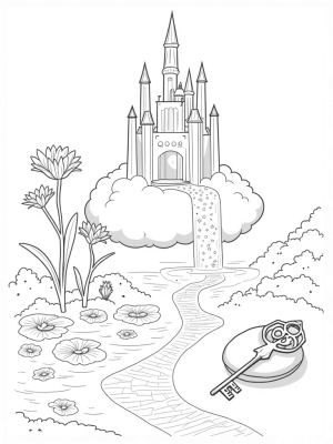 Crystal Castle on a Cloud with a Magical Key