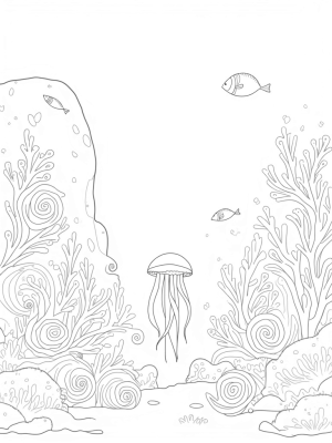 Underwater Garden with Jellyfish and Seashells