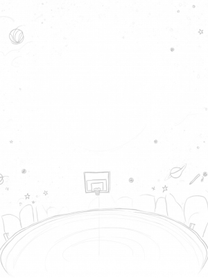 Cosmic Sports Arena with Floating Basketballs