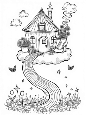 Dreamhouse on a Cloud with Lipstick Chimney and Flowerpot Shoe