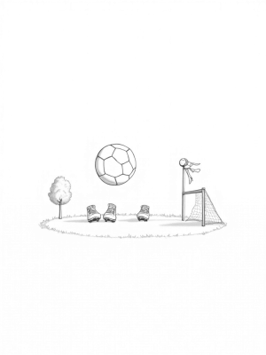 Giant Soccer Ball and Whimsical Goalpost