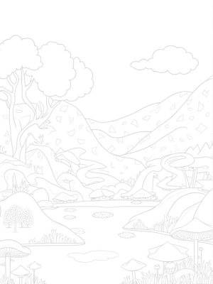 Patchwork Hills and Spiraling Tree Landscape