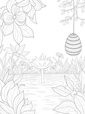 Enchanted Garden with Giant Flowers and a Lotus Fountain