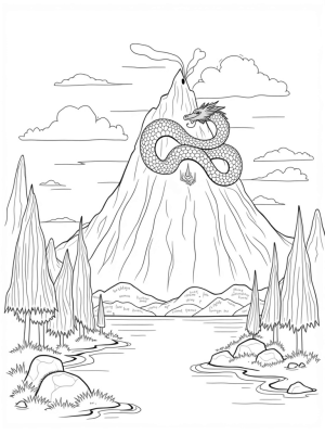 Majestic Dragon Wrapped Around a Mountain Peak