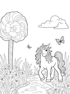 Majestic Pony in a Rainbow Meadow