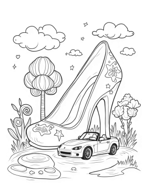 Dreamhouse High-Heeled Shoe Surrounded by Flowers