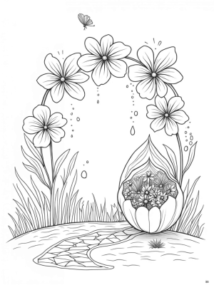 Oversized Flowers and Butterflies in a Magical Garden