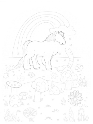 Majestic Pony in a Colorful Meadow
