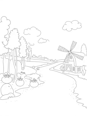 Giant Vegetables and a Whimsical Farm Landscape