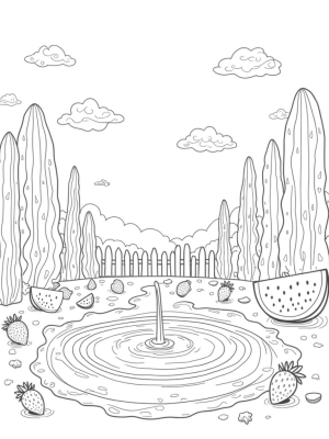 Fruit Garden with Watermelon Trees and Chocolate Picnic