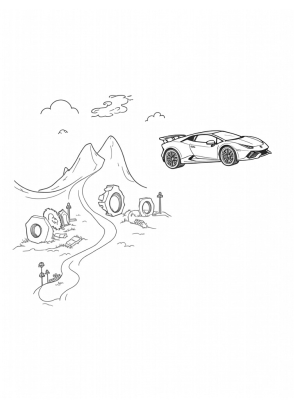 Floating Lamborghini Above a Vibrant Cityscape