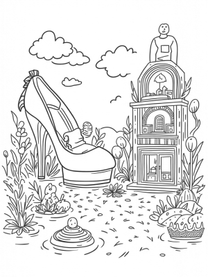 Giant High-Heeled Shoe Lounge and Sparkling Tiara Fountain
