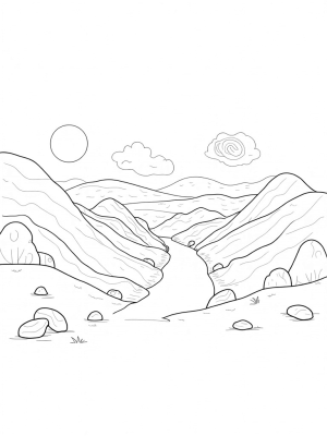 Dreamy Landscape with Watercolor Palettes and Paintbrushes