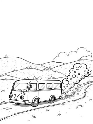 Giant Pencil Bus on a Crayon Road