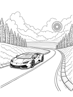 Futuristic Lamborghini on a Winding Road