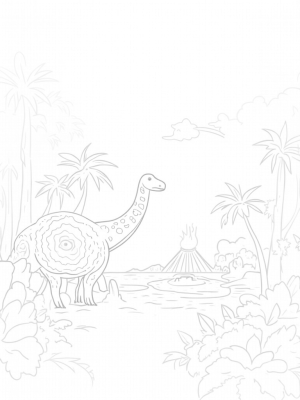 Dinosaur in a Prehistoric Jungle