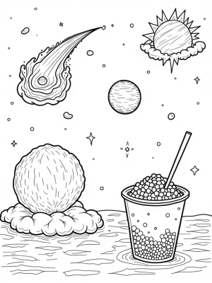 Boba Galaxy with Tapioca Planets and Cotton Candy Clouds