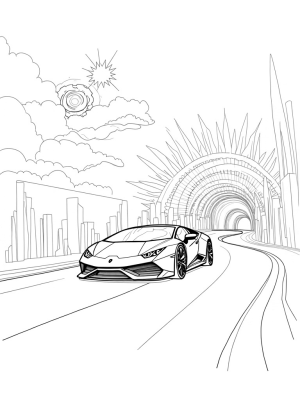 Futuristic Lamborghini in a Crystal Tunnel