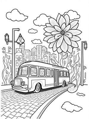 Flower Bus and Nature Cityscape