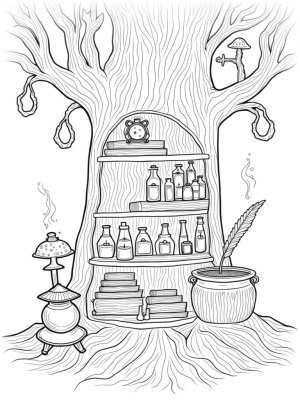 Potion Laboratory in a Twisted Tree Trunk