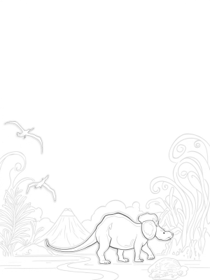 Triceratops in a Lush Prehistoric Jungle