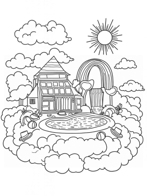 Dream House in the Clouds with a Giant Makeup Palette