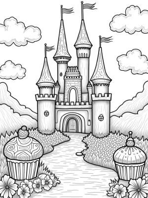 Candy Castle with Lollipop Turrets and Chocolate Drawbridge