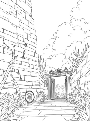 Twisted Wall with Overgrown Courtyard