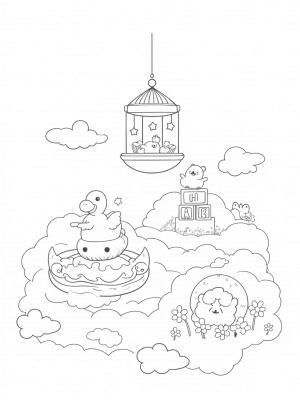 Floating Nursery with Plush Toys and a Mobile