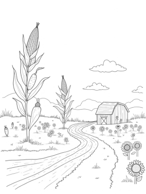 Giant Fruits and Vegetables in a Whimsical Farm Landscape