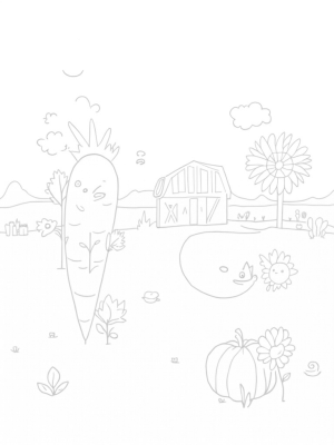Oversized Vegetables in a Whimsical Farm Landscape