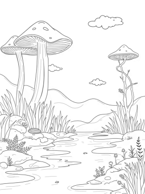 Colossal Mushrooms in a Tranquil Forest Glade