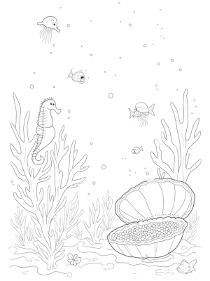 Underwater Garden with Seahorses and Jellyfish