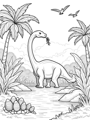 Brachiosaurus in a Prehistoric Jungle