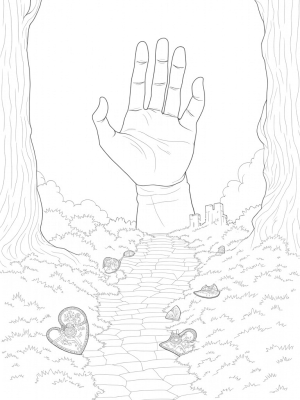 Colossal Titan's Hand in a Misty Forest