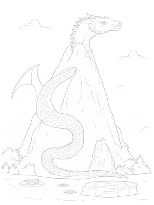 Majestic Dragon Coiled Around a Mountain Peak