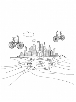 Floating Bicycles and Crayon Boats in a Toy Block City